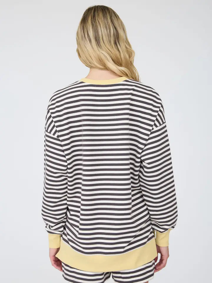 blu pepper striped contrast long slve top