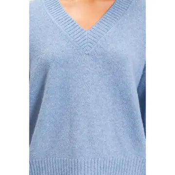 Cozy V-Neck Relaxed Fit Knit Sweater