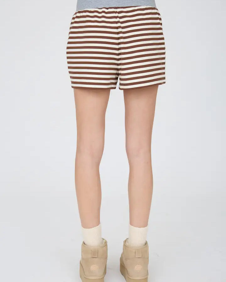 blu pepper striped contrast knit shorts