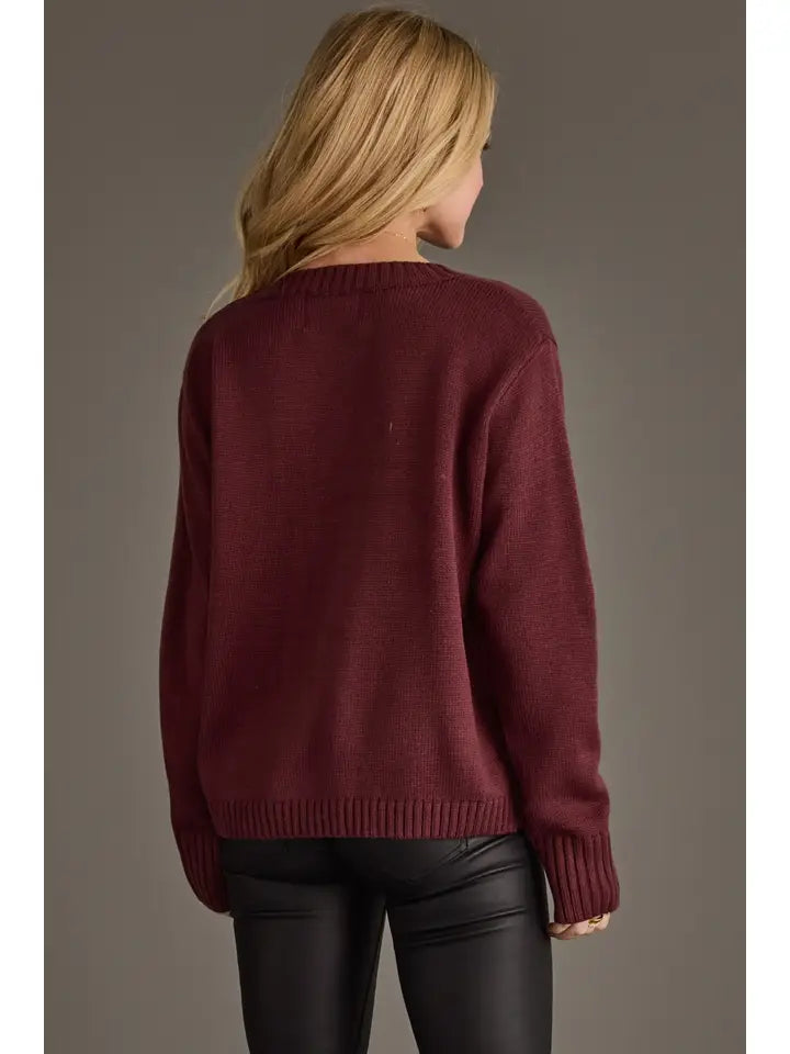 "Wine Season" Graphic Knit Sweater