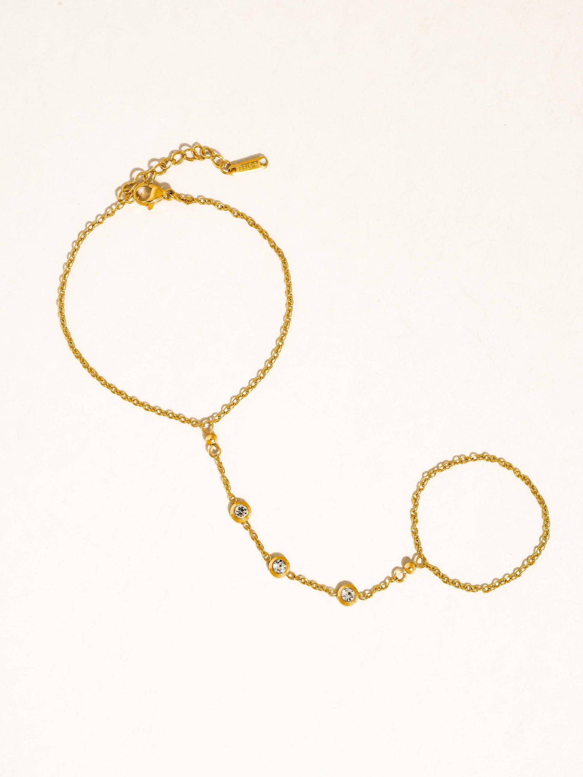 Nadine 18K Gold Non-Tarnish CZ Hand Chain Bracelet