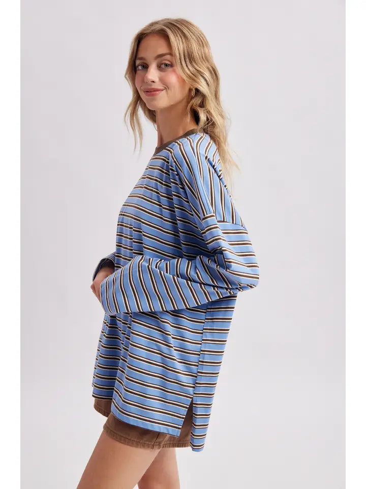 Piper Oversized Striped Crewneck Knit Top