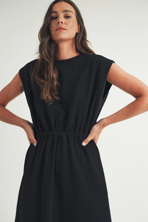Elastic Waist Maxi Sheath Dress