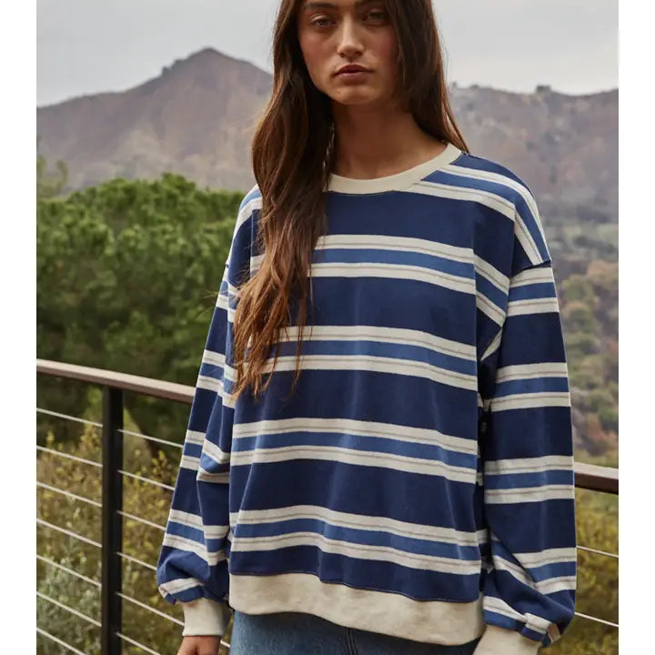 By Together Striped Knit Cotton Crew Neck