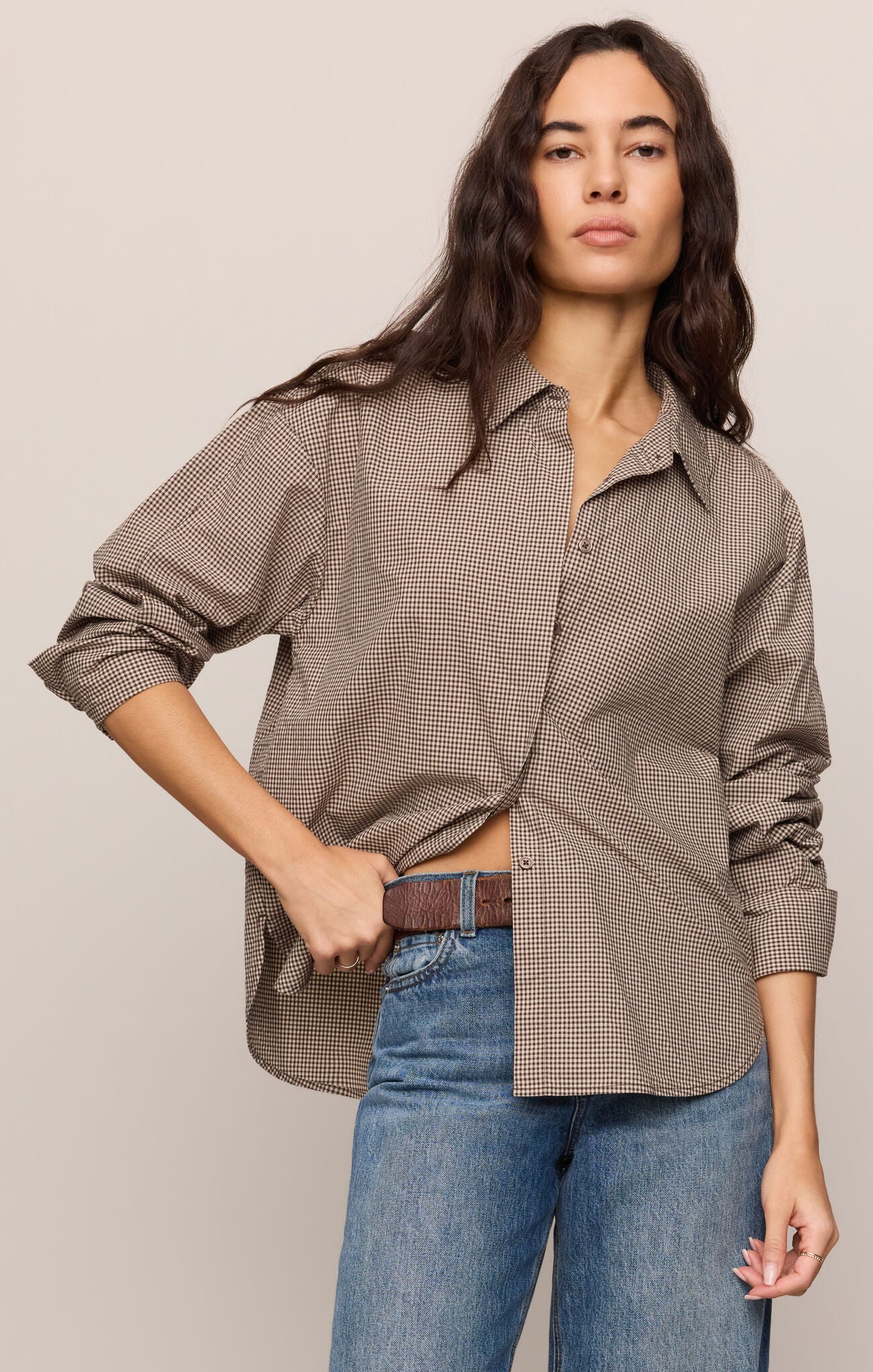 Z Supply On Duty Gingham Button Up Top