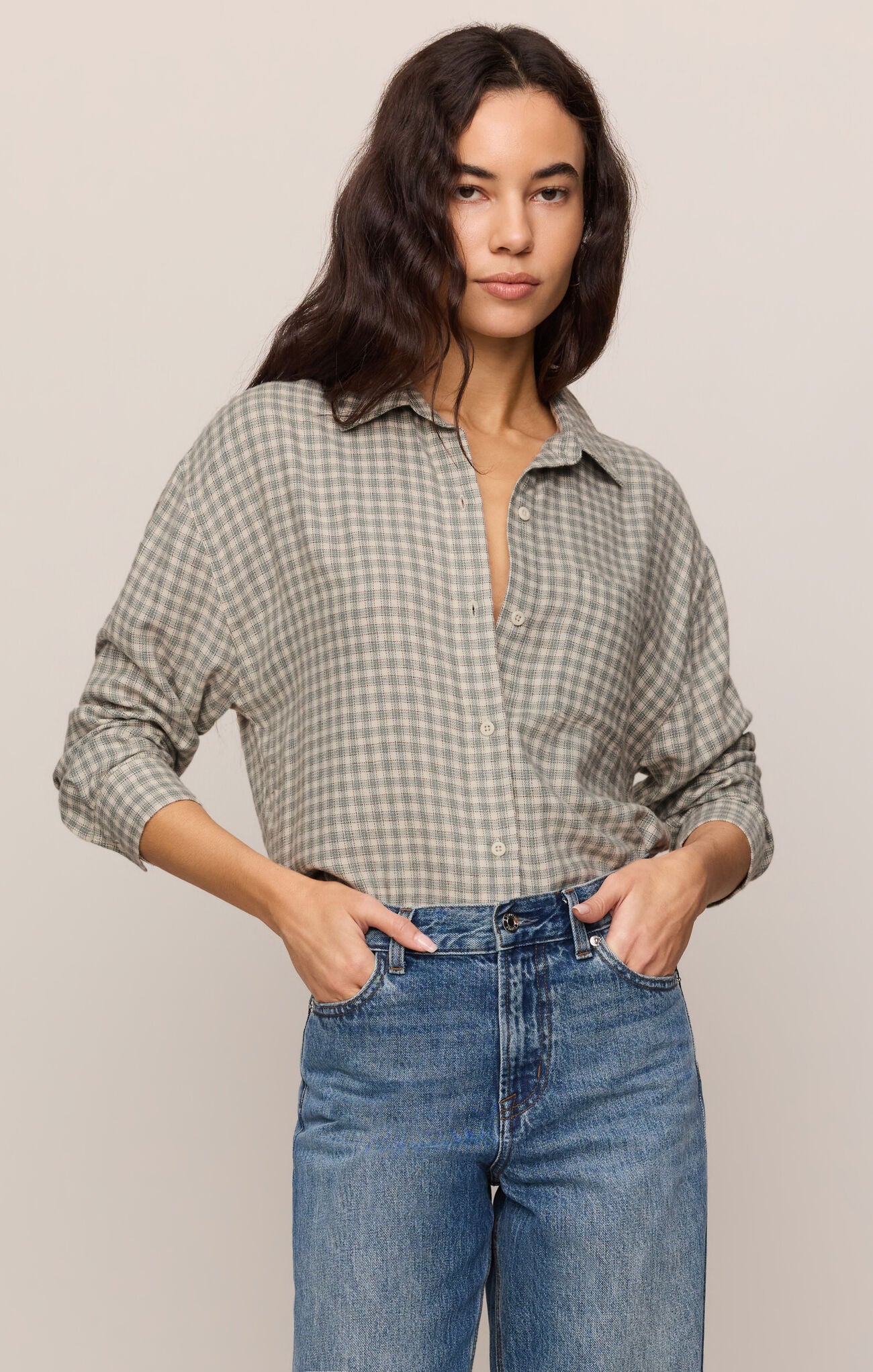 River Plaid Lightweight Flannel Button-Up