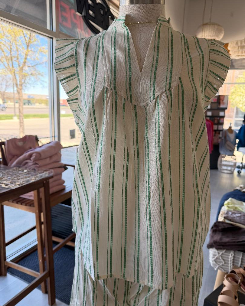 ICHI Relaxed Vertical Stripe Shirt