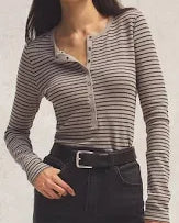Z Supply Stella Stripe Heather Taupe Henley