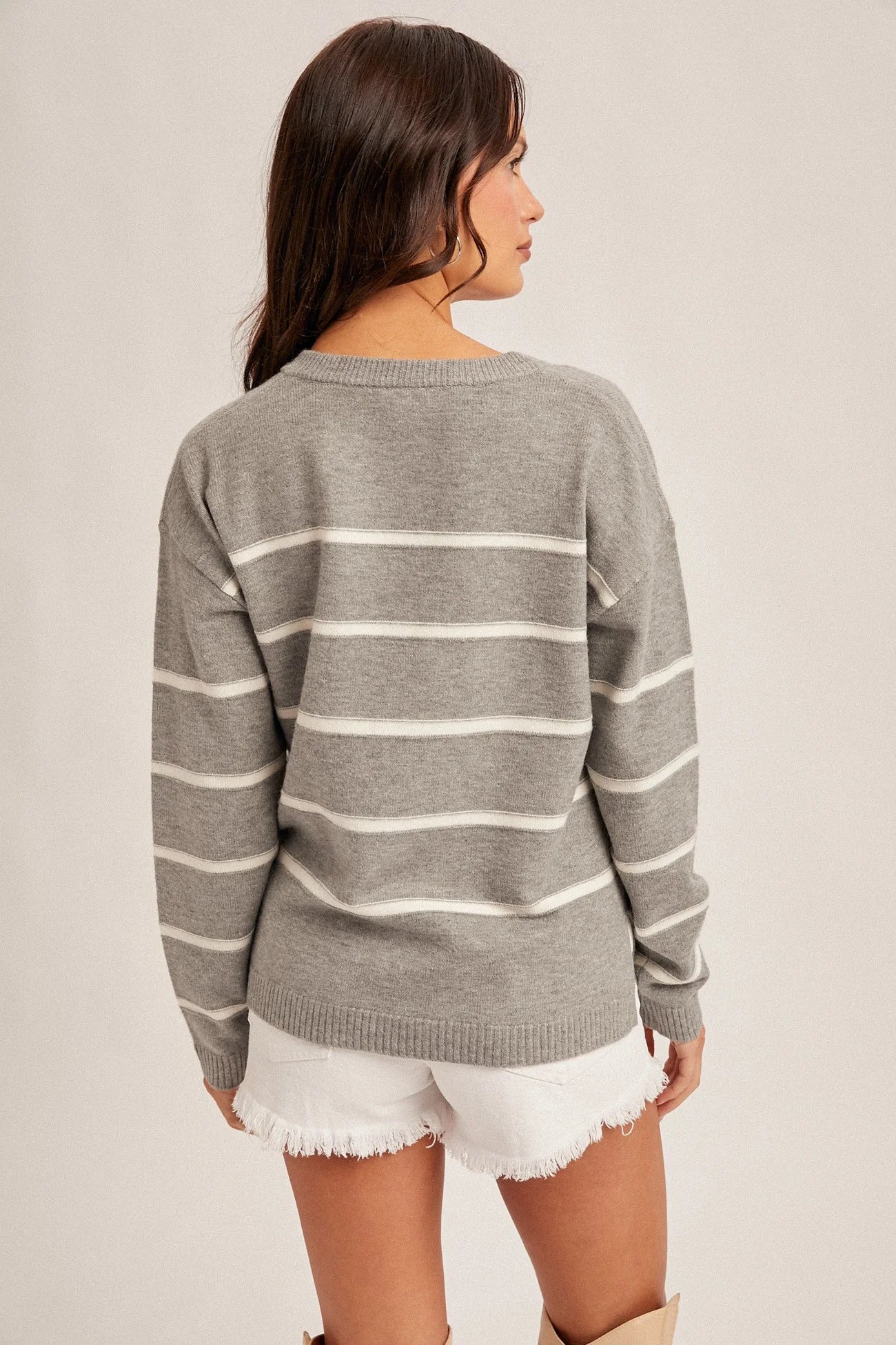 Hem & Thread Stripe V-Neck Sweater