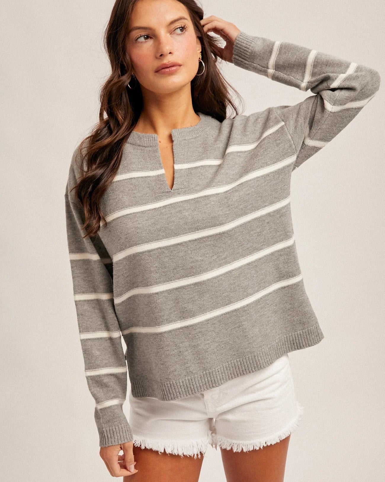 Hem & Thread Stripe V-Neck Sweater