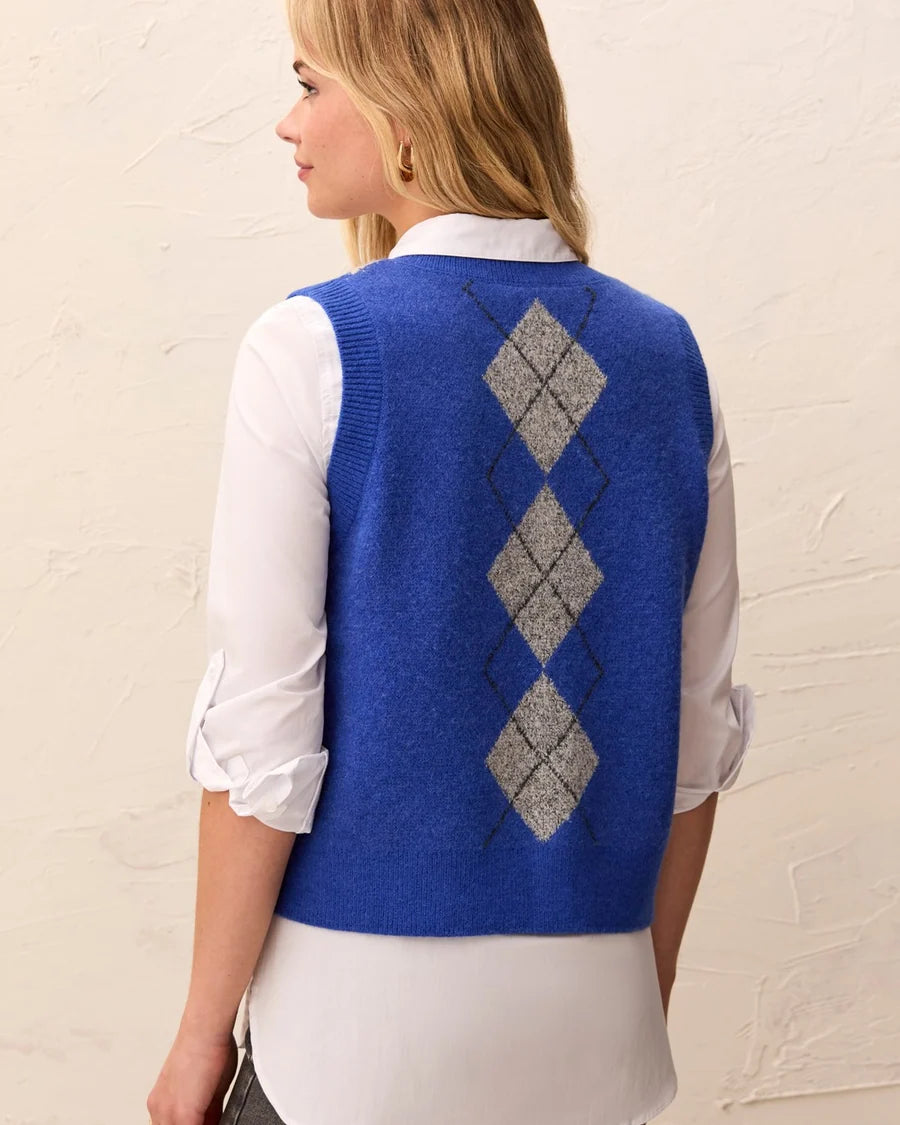 Tribal Intarsia Knit Button-Front Sweater Vest
