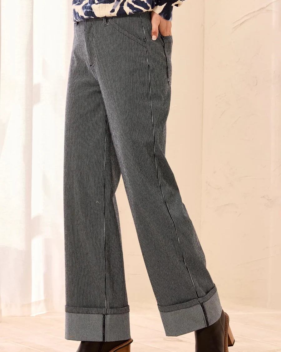 Sapphire Wide-Cuff Stretch Ankle Pant