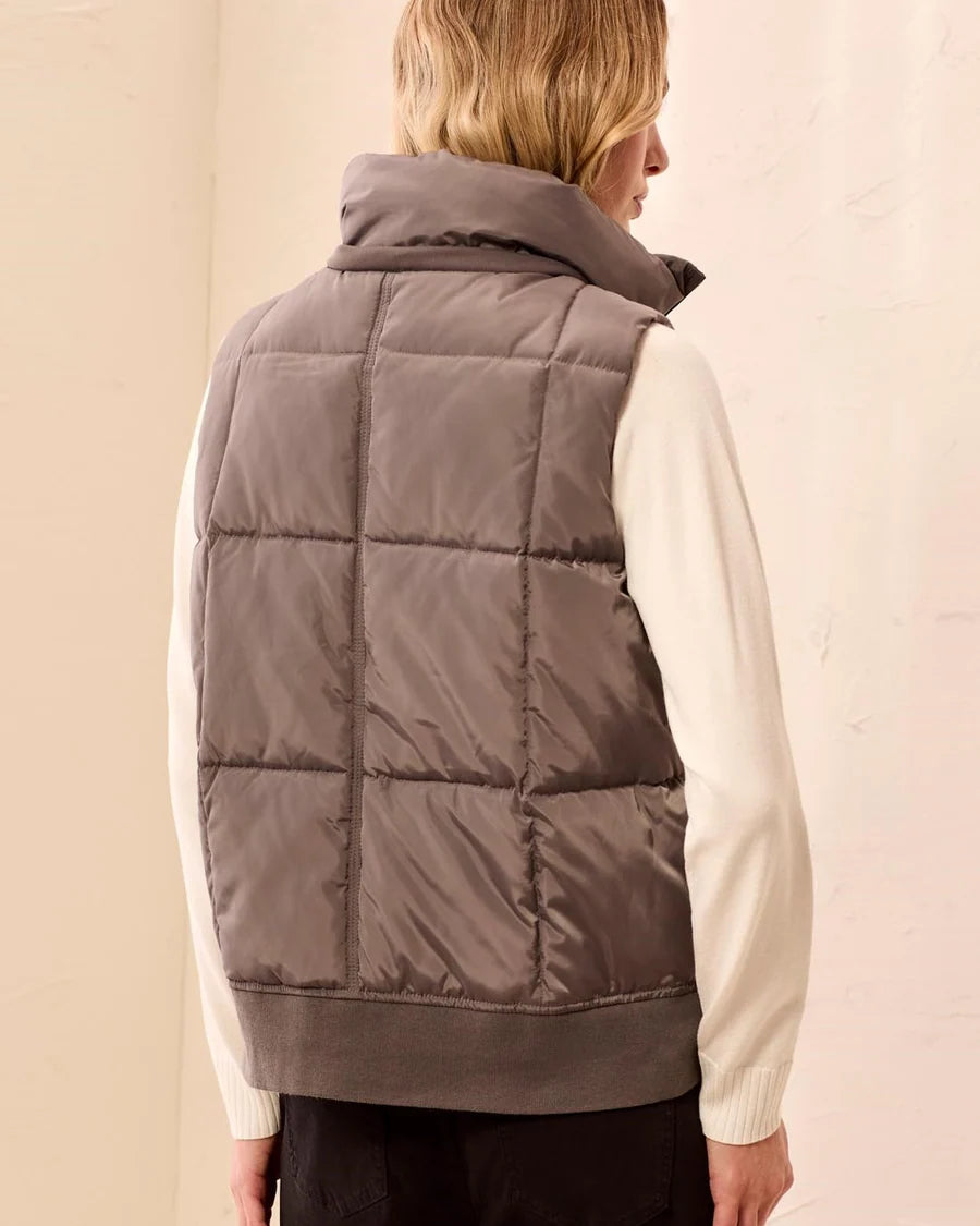 Tribal Quilted Puffer Vest With Removable Hood