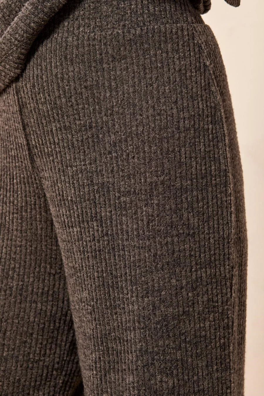 Ribbed Knit Elastic Waist Lounge Pants