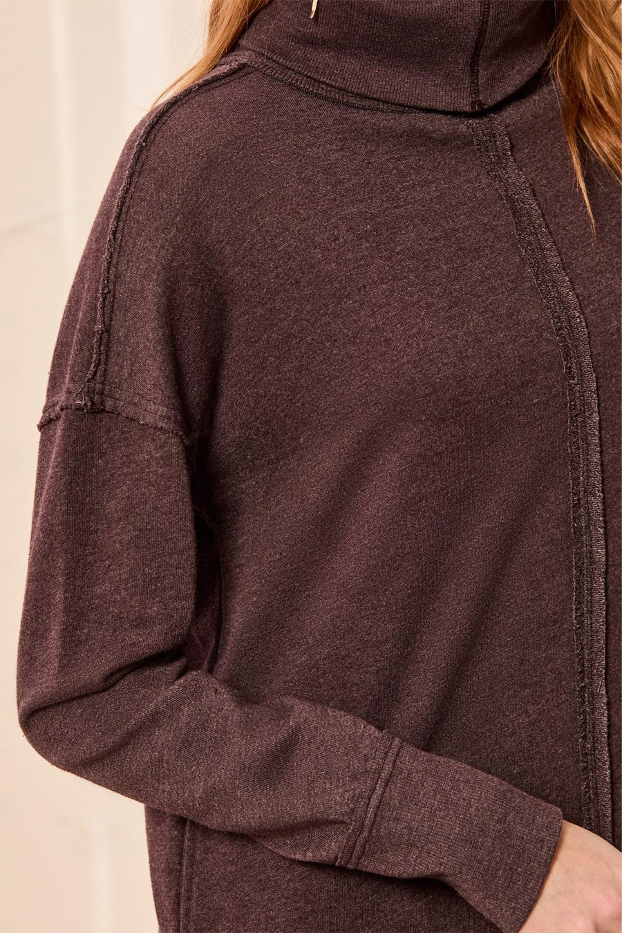 Luxe French Terry Turtleneck Knit Sweater Dress
