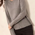 Signature Button-Cuff Long Sleeve Crew Top
