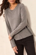 Signature Button-Cuff Long Sleeve Crew Top