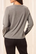Signature Button-Cuff Long Sleeve Crew Top