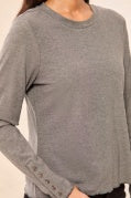 Signature Button-Cuff Long Sleeve Crew Top