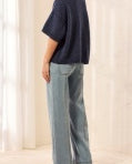 Lofty Knit Elbow-Sleeve Crew Neck Sweater