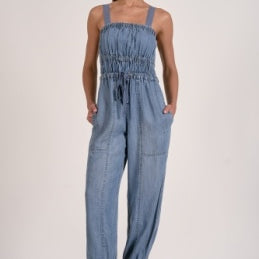 Elan Chambray Drawstring Jumpsuit