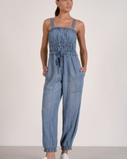 Elan Chambray Drawstring Jumpsuit