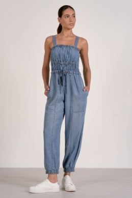 Elan Chambray Drawstring Jumpsuit