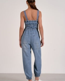 Elan Chambray Drawstring Jumpsuit