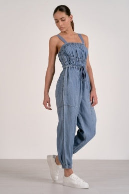Elan Chambray Drawstring Jumpsuit