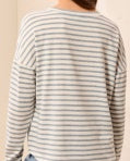 L/S CREW NECK TOP W/INSERTS-BLUE FOG