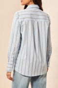 Blue Fog Striped Cotton-Stretch Button-Down Shirt