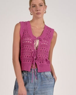 Elan Crochet Tie-Front Sweater Vest