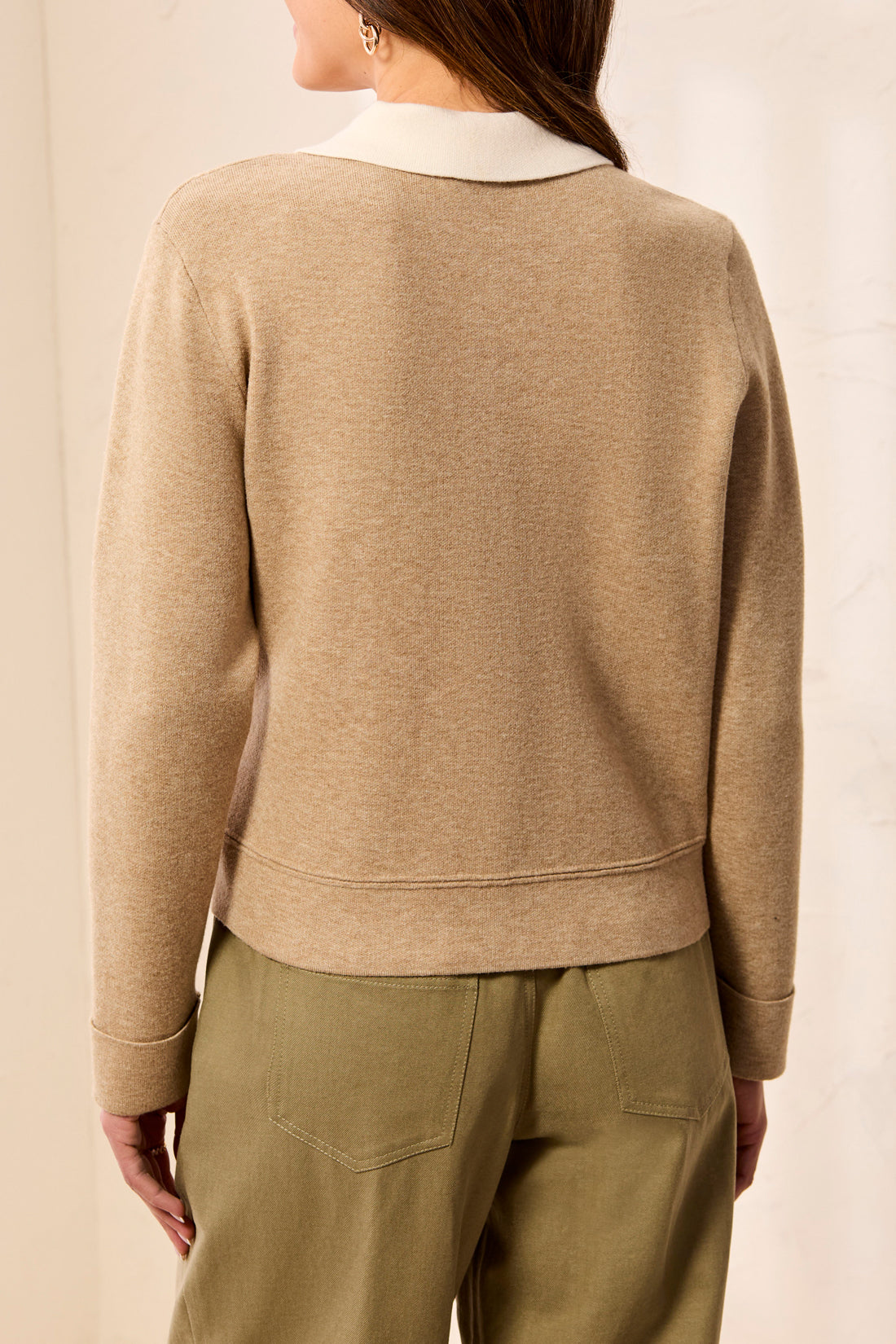 Contrast Collar Knit Cardigan