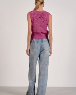 Elan Crochet Tie-Front Sweater Vest