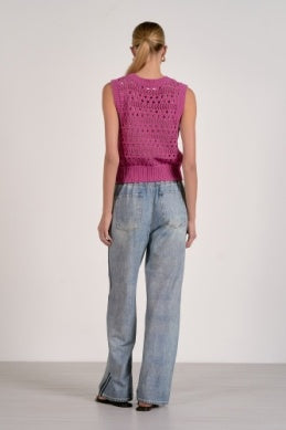 Elan Crochet Tie-Front Sweater Vest
