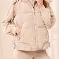 SandDune Quilted Puffer Vest with Removable Hood