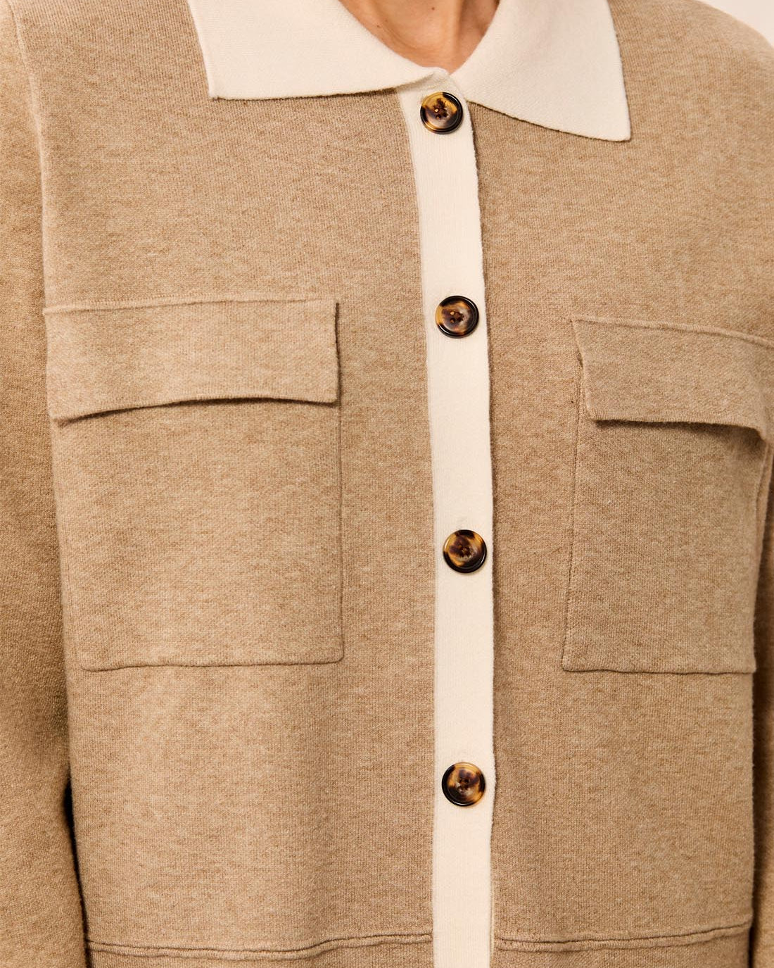 Contrast Collar Knit Cardigan