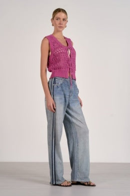 Elan Crochet Tie-Front Sweater Vest