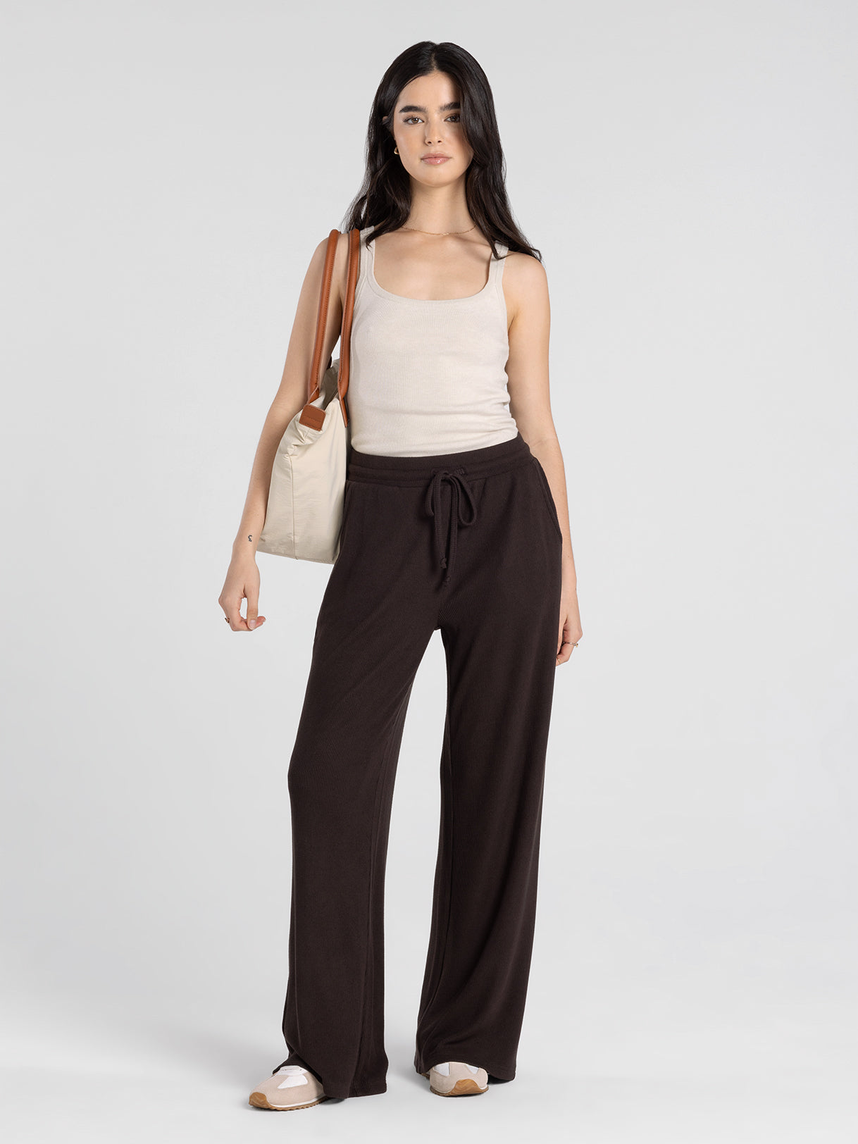 Thread and Supply Jia Waffle Knit Wide Leg Pants – Espresso