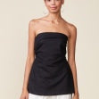SOLID LINEN BLEND STRAPLESS TOP