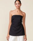 SOLID LINEN BLEND STRAPLESS TOP