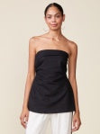 SOLID LINEN BLEND STRAPLESS TOP