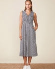 SMOCKED TOP GINGHAM MIDI WITH TIE