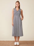 SMOCKED TOP GINGHAM MIDI WITH TIE