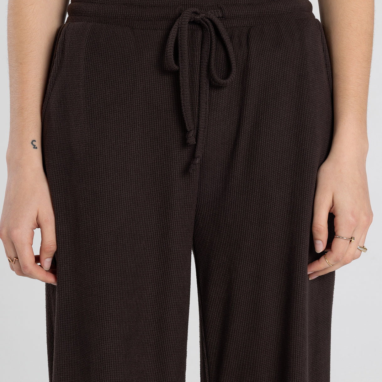 Thread and Supply Jia Waffle Knit Wide Leg Pants – Espresso