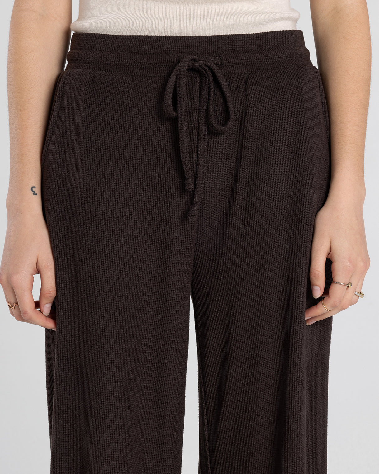 Thread and Supply Jia Waffle Knit Wide Leg Pants – Espresso