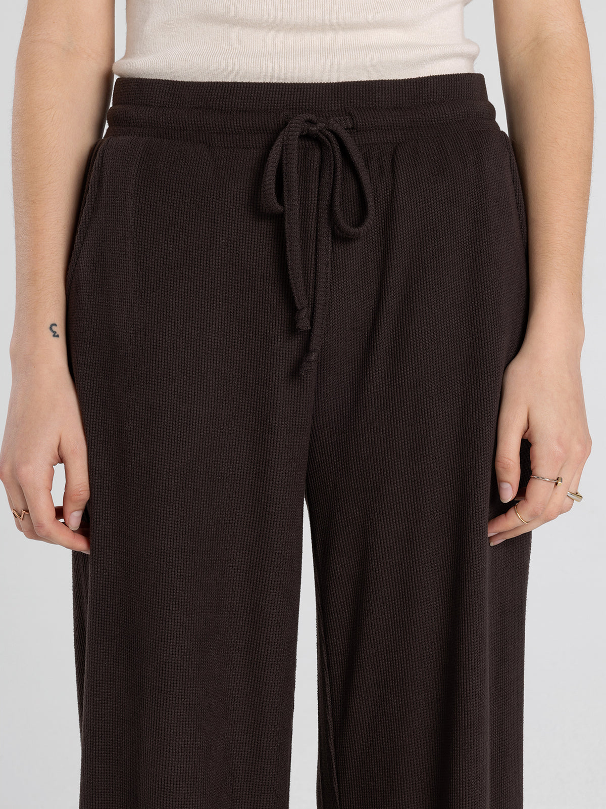 Thread and Supply Jia Waffle Knit Wide Leg Pants – Espresso