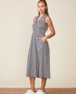 SMOCKED TOP GINGHAM MIDI WITH TIE