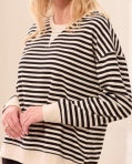 Classic Striped Oversized Crew Neck Knit Top