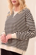 Classic Striped Oversized Crew Neck Knit Top